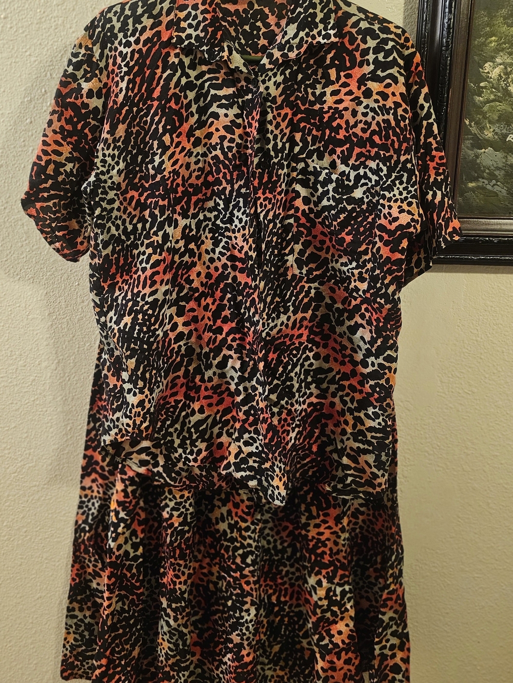 Vintage 90s CLIO Leopard Animal Print 2 Piece Matching Set..